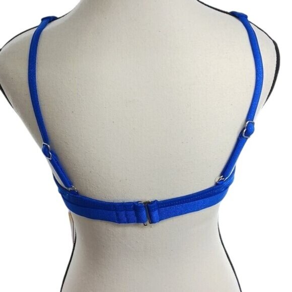 Xhilaration Bikini Top Blue Plunging Neckline Adjustable Straps Womens Size M - Picture 5 of 7